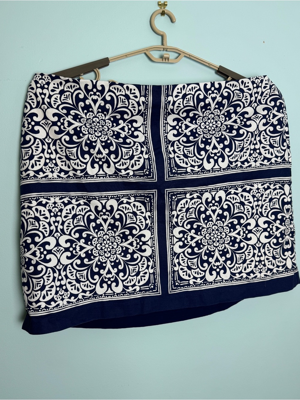 Talbots Navy and White Tile-Print Mini Skirt